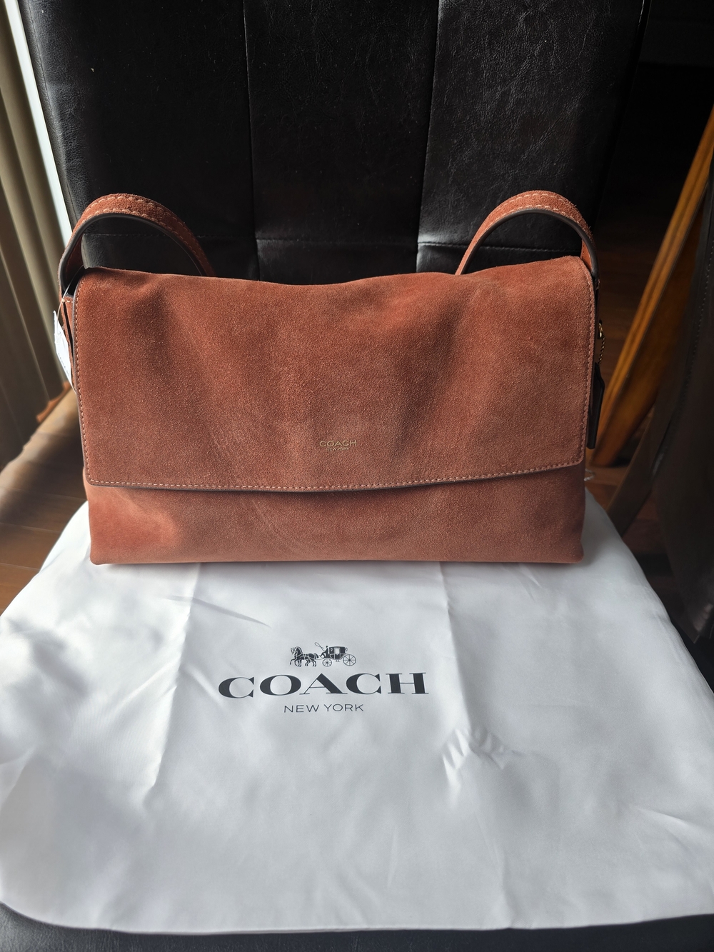 Coach Suede Shoulder Bag in Rust